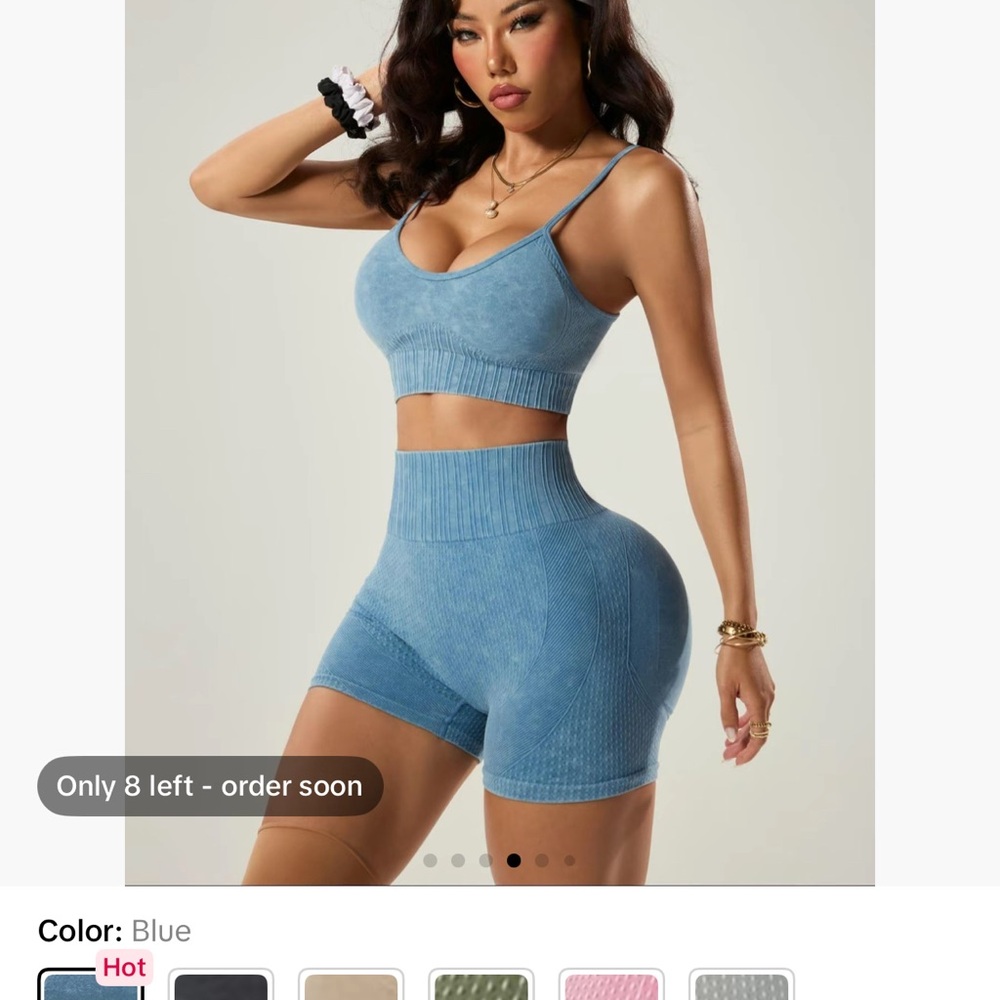Blue Ribbed shorts
